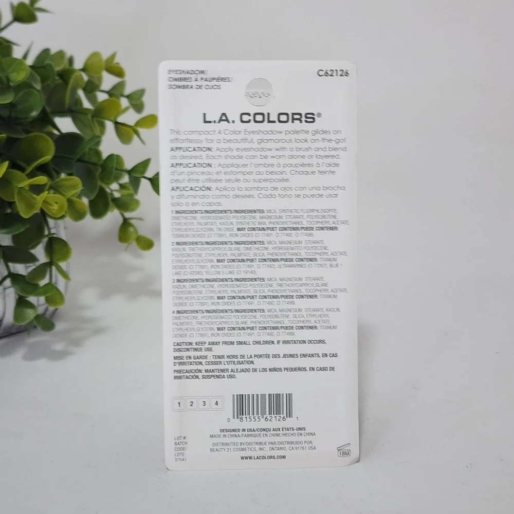 L. A. Colors 4 Color Eyeshadow Classics Palette C62126 ~ New Unopened